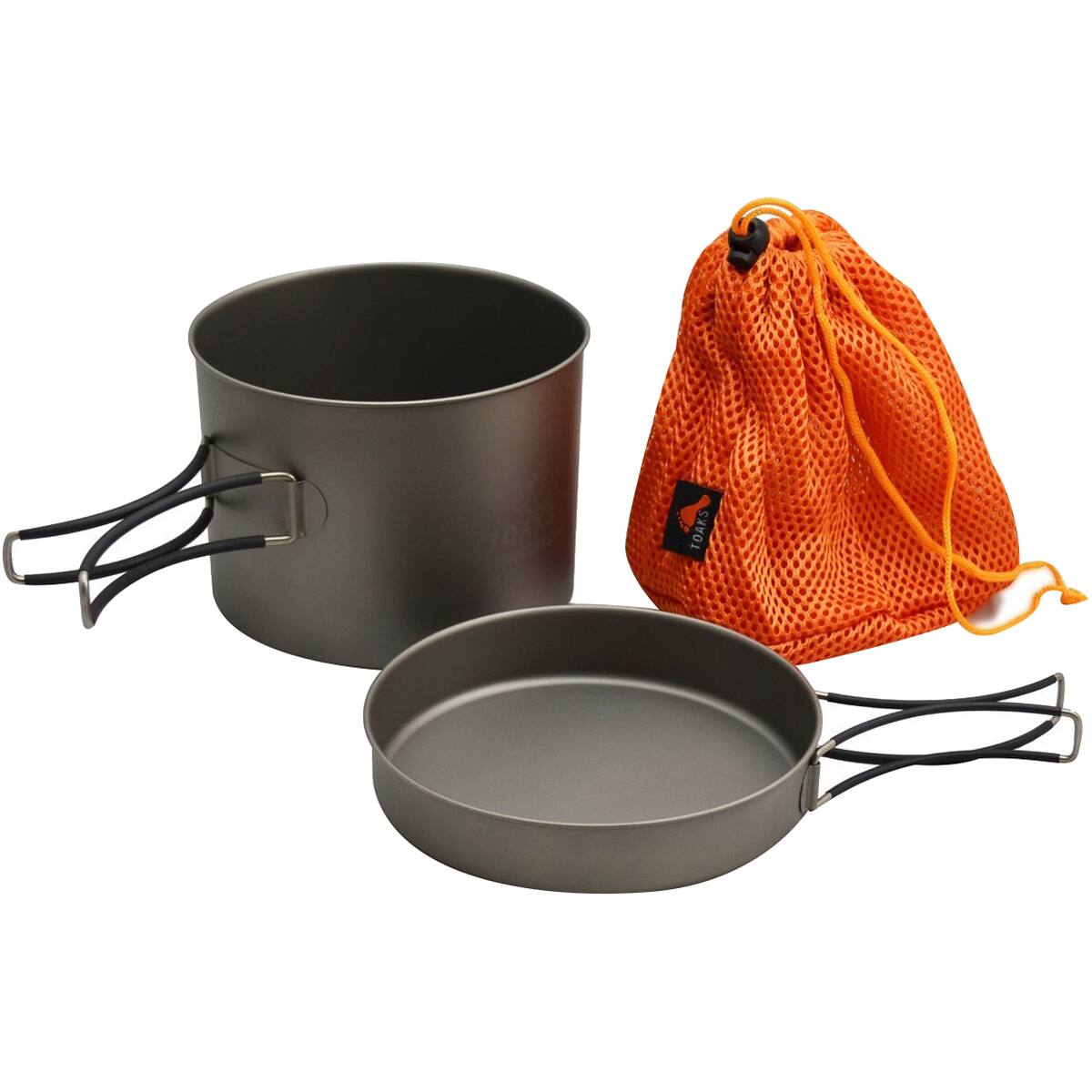 Alt View 1. TOAKS - TOAKS Titanium Outdoor Camping Cook Pot with Pan and Foldable Handles - 1300ml - Silver/Matte gray.