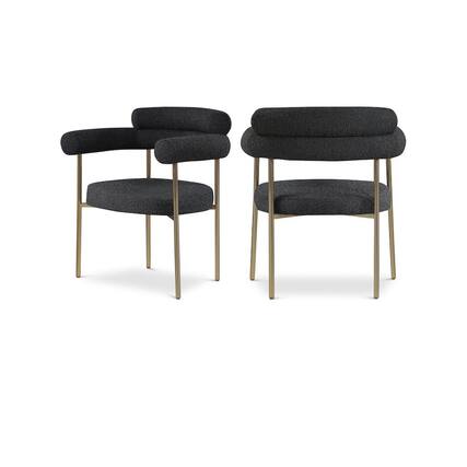 Front. Meridian Furniture - Blake Black Boucle Fabric Dining Chair, Set of 2 - Black.