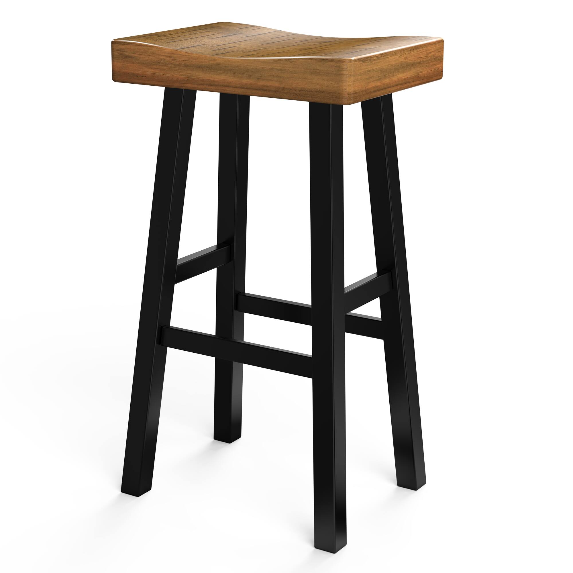 Alt View 1. Vaczon - 2-Piece Counter Height Bar Stools, Barstools for Kitchen Island Counter, Solid Wood Frame - Black.