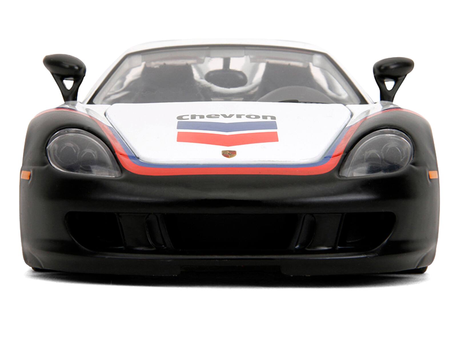 Alt View 5. Jada - Porsche Carrera GT Convertible #04 "Chevron" White with Graphics "Hyper-Spec" Series 1/24 Diecast Model Car by Jada.