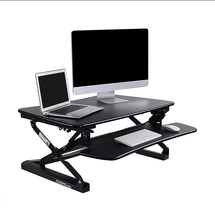 Angle. FlexiSpot - FlexiSpot 35"W Manual Sit-Stand Desk Converter, Black - Black.