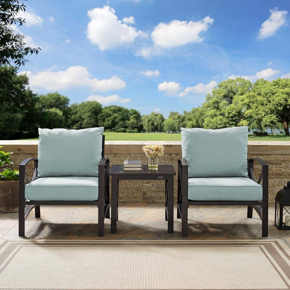 Alt View 3. Crosley Furniture - Kaplan 3Pc Outdoor Chair Set - Side Table & 2 Chairs - Mist.