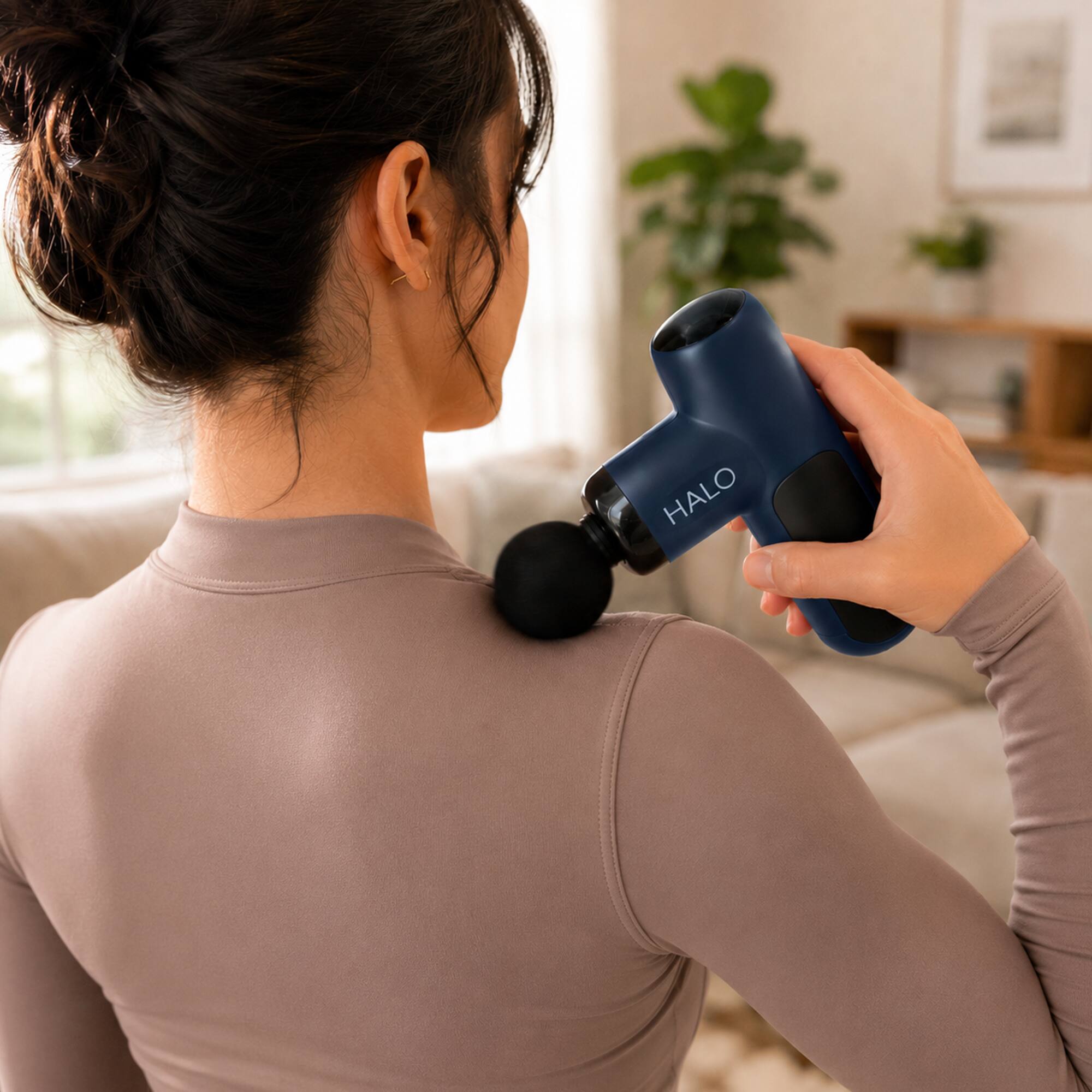 Alt View 3. Halo - Compact Percussion Massager - Navy.