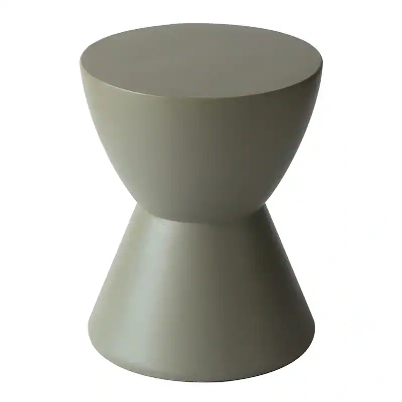 Alt View 4. LeisureMod - Loft Fiberstone Hourglass Side Table, Weather Resistant Indoor/Outdoor Pedestal Accent Table - Moss Grey.