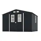 Front. Mondawe - 8x10 FT Outdoor Storage Shed with Protective Film, Four Daylight Windows and Lockable Doors - Dark Gray.