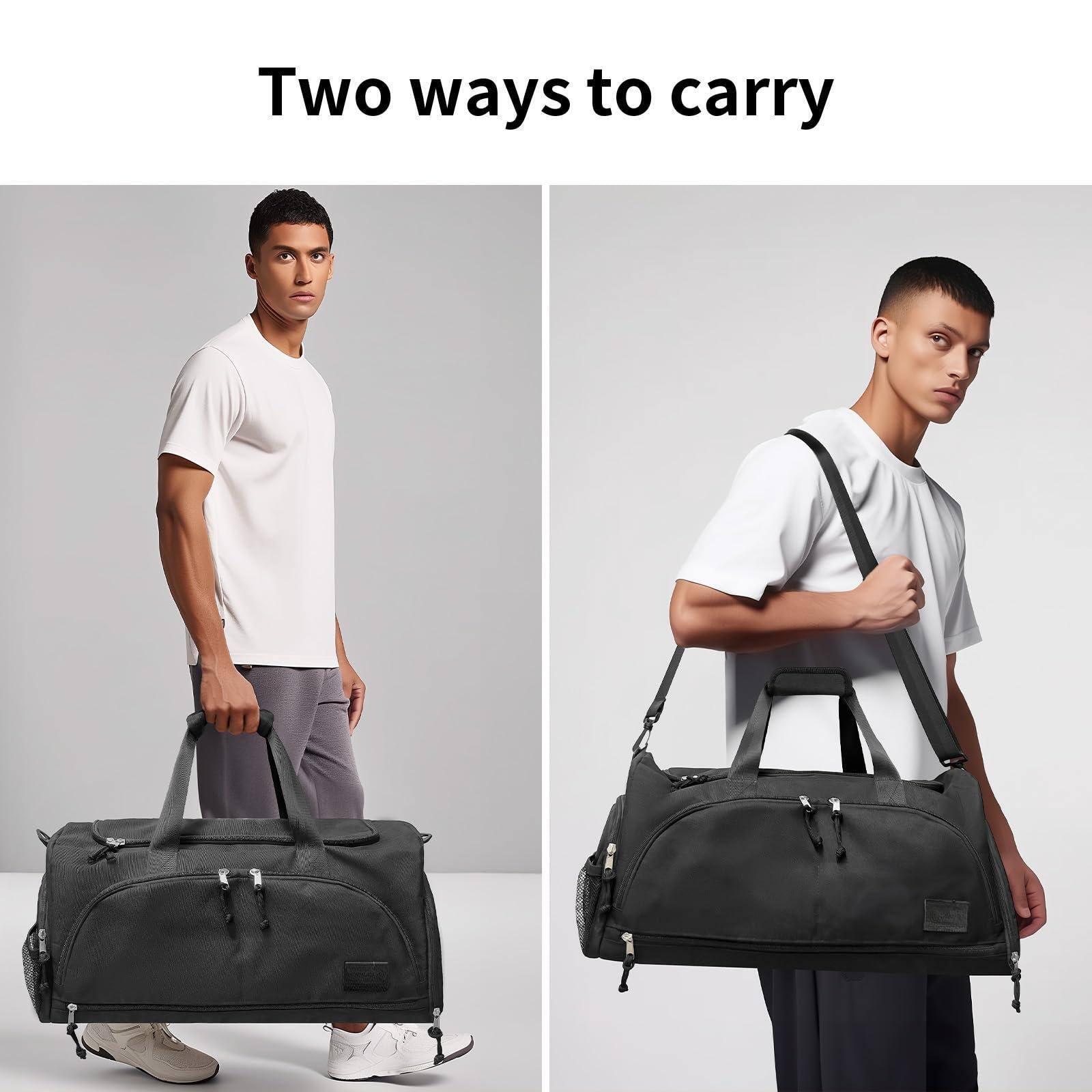 Alt View 4. Cozy Serene - Gym Bag For Men   Women With Shoes Compartment And Wet Pocket Convertible Duffle Backpack Waterproof Sports Duffel - Black-1.