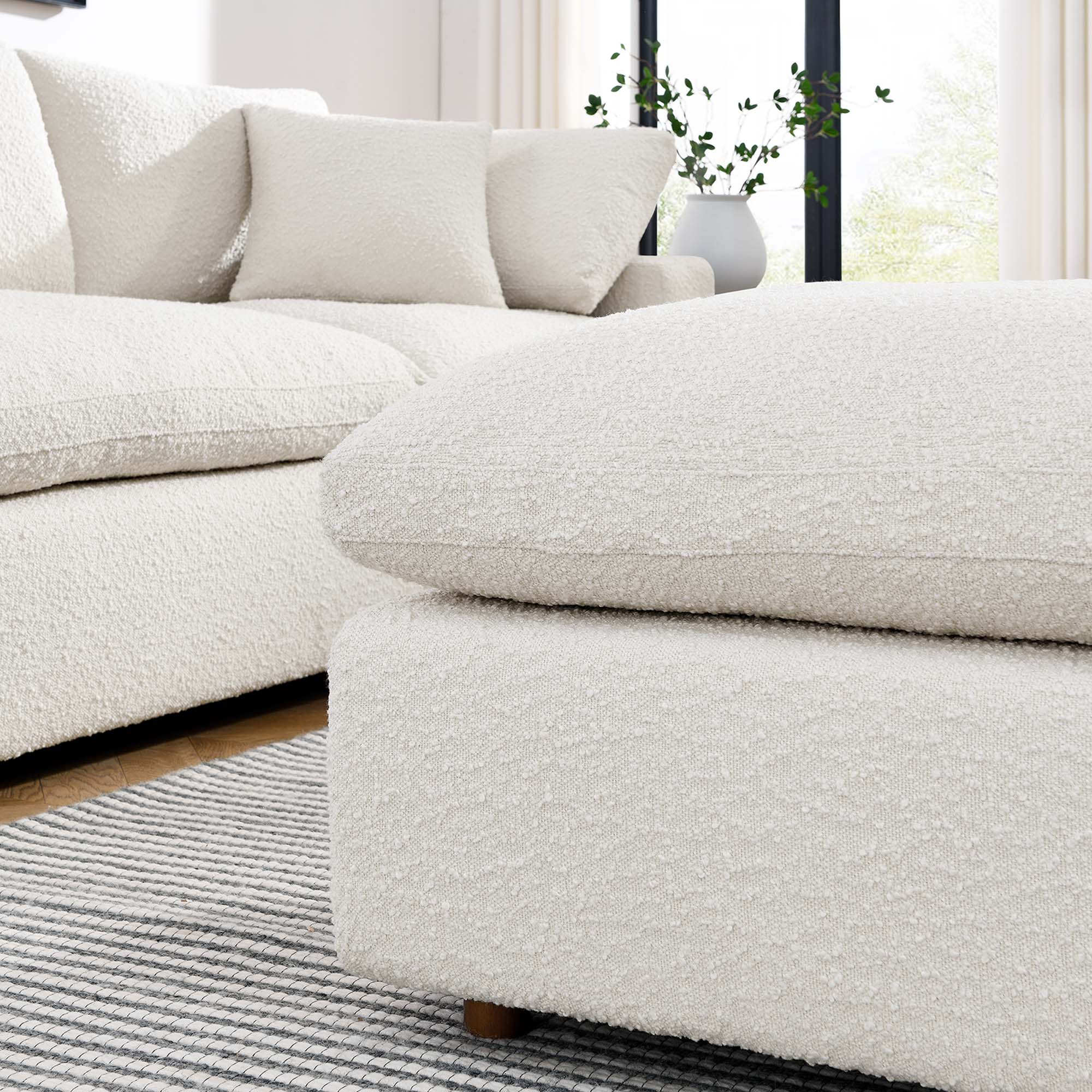 Alt View 1. Modway - Commix Down Filled Overstuffed Boucle Fabric Ottoman by Modway - EEI-6258-IVO.