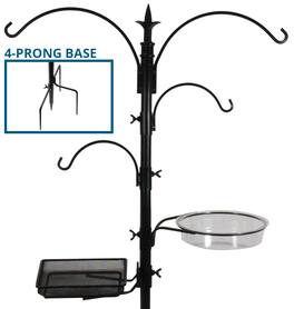 Sorbus - 7ft Tall Metal Pole Bird Feeder Stand - Attracts Wild Birds, Garden Decor, Includes Bird Bath & Mesh Food Tray - Black