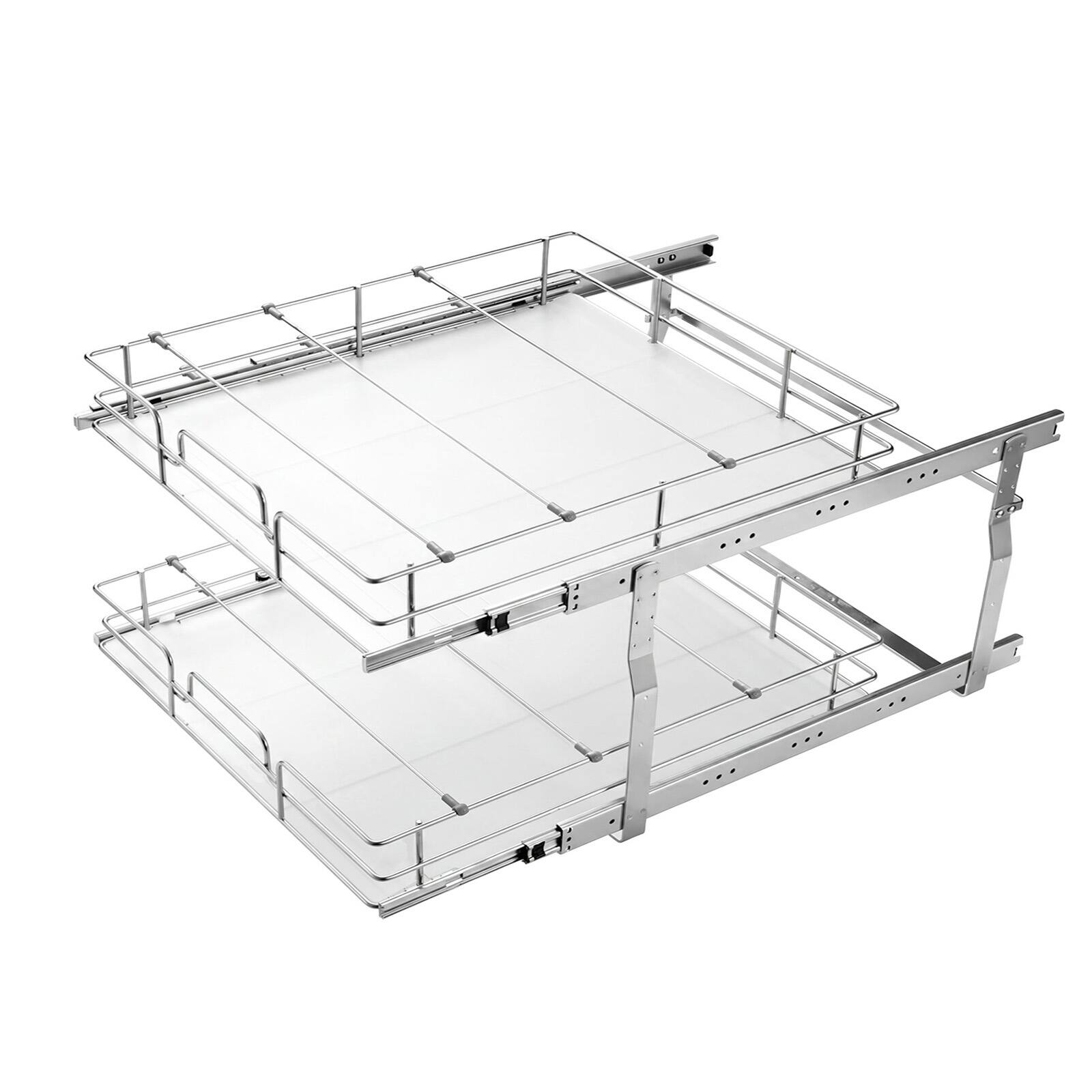 Alt View 5. VEVOR - 2 Tier Pull Out Cabinet Organizer 16.97"W x 21.22"D Slide Out Drawers, for Kitchen Bathroom Pantry Organization - Chrome.