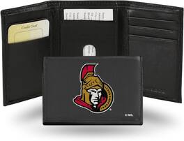 Rico Industries - Ottawa Senators Embroidered Black Leather Trifold Wallet - Multi