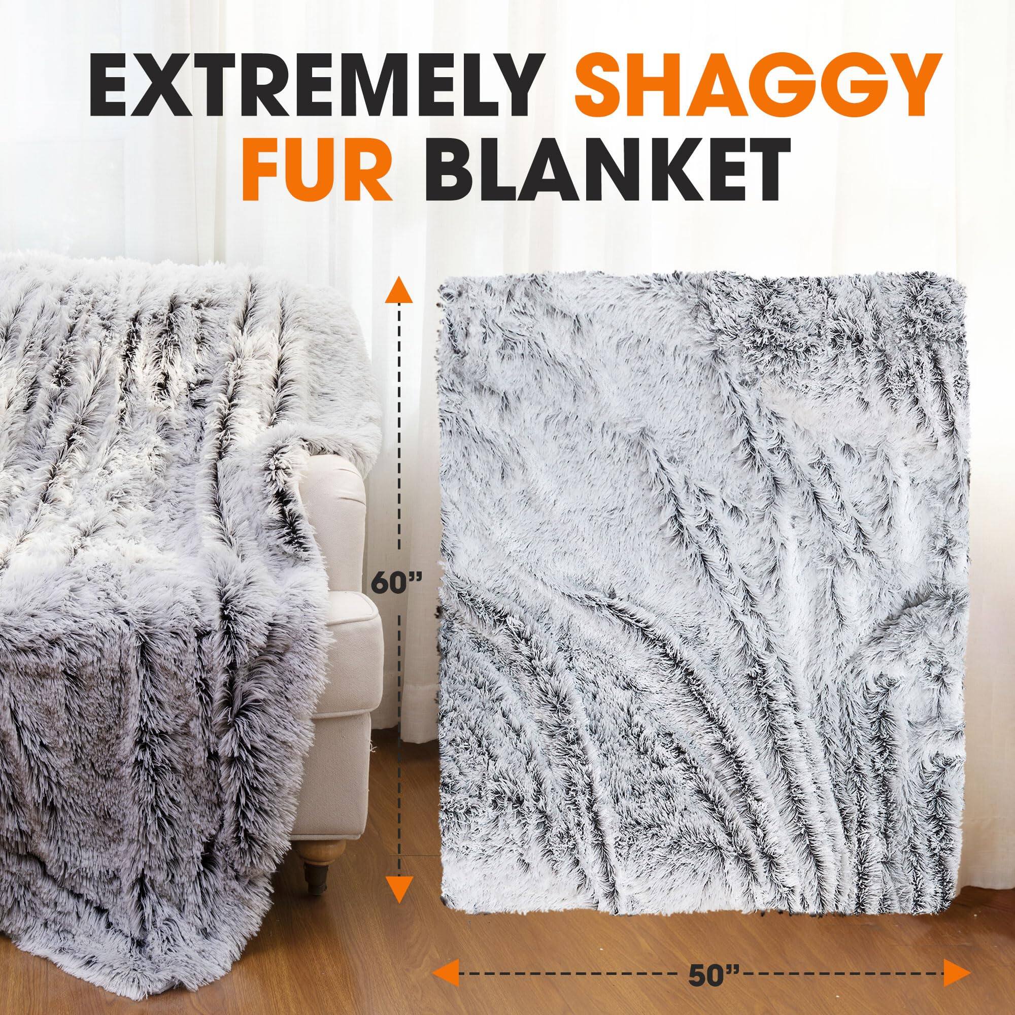 EXTREMELY SHAGGY FUR BLANKET

60"  
50"