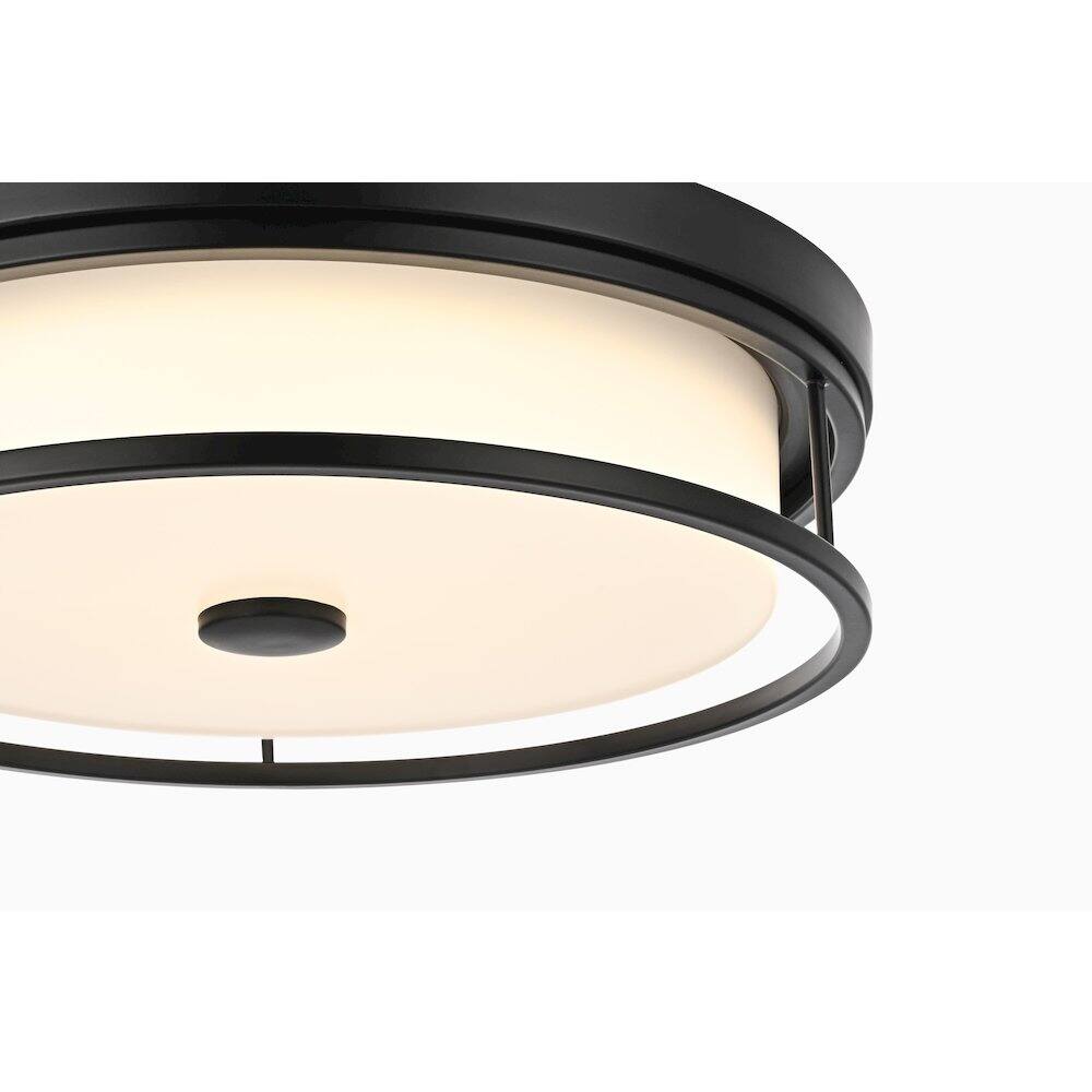 Alt View 2. Living District - Kolson 16 Inch Led Flush Mount Ceiling Light In Black - Black.