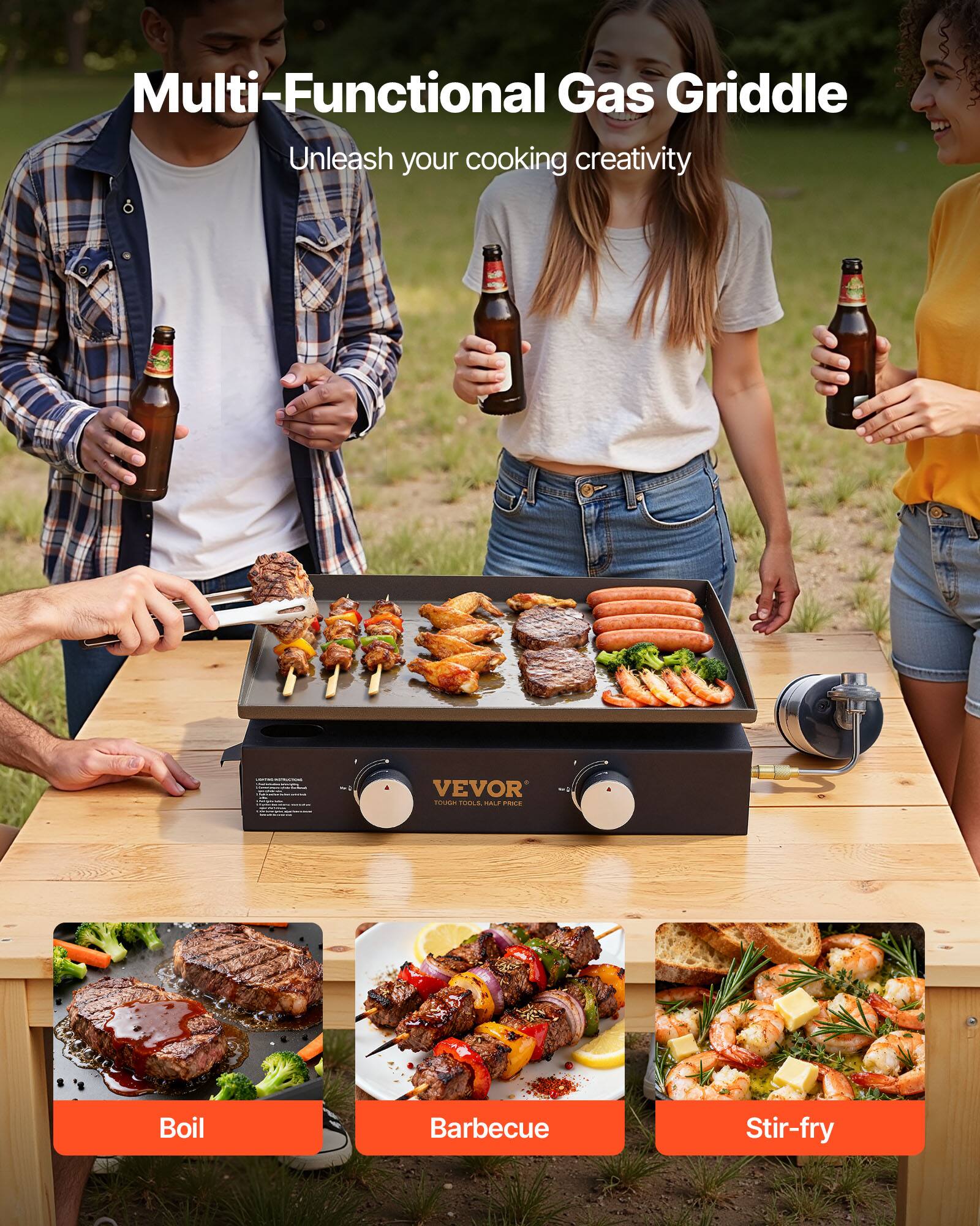Multi-Functional Gas Griddle  
Unleash your cooking creativity  

Boil  
Barbecue  
Stir-fry