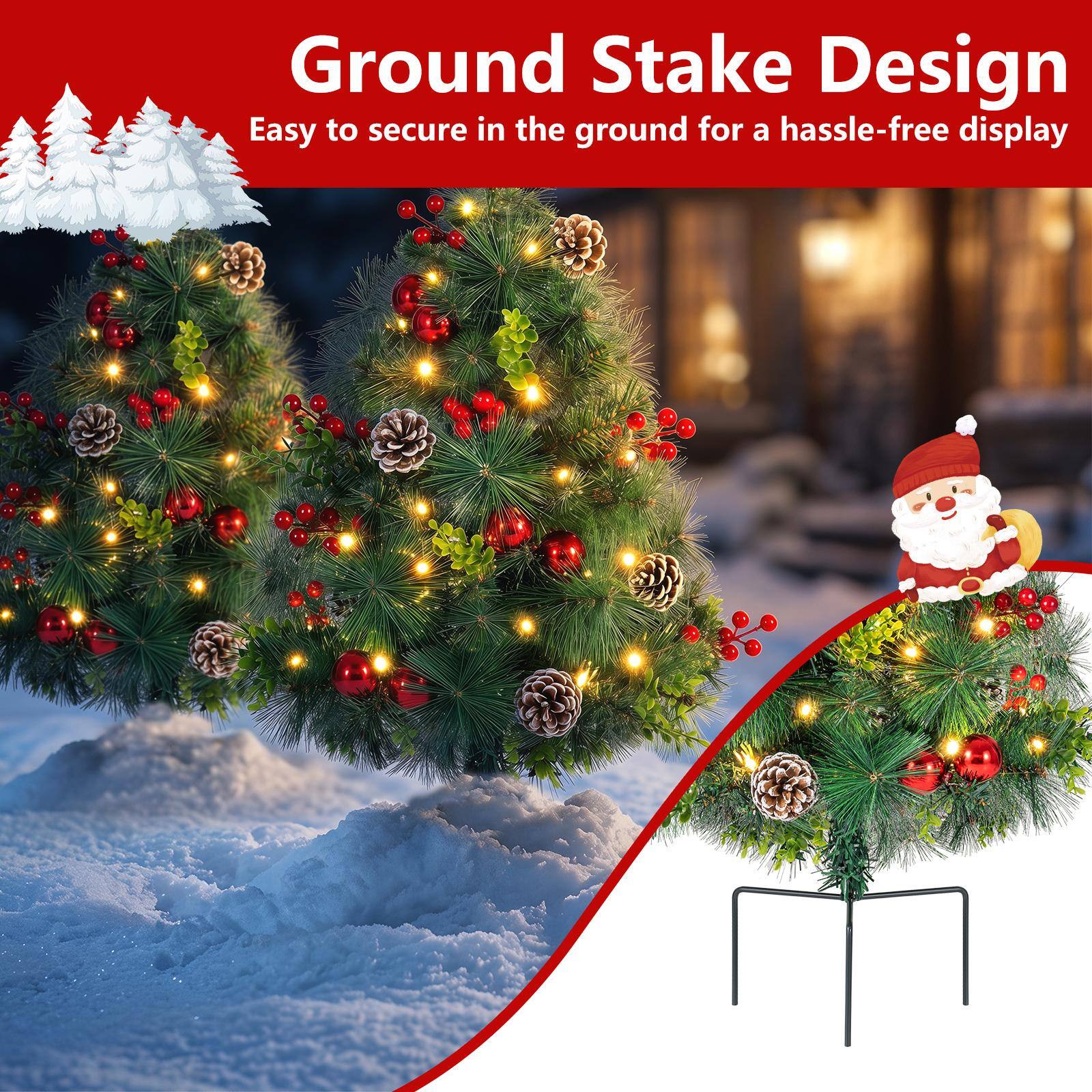 Ground Stake Design  
Easy to secure in the ground for a hassle-free display