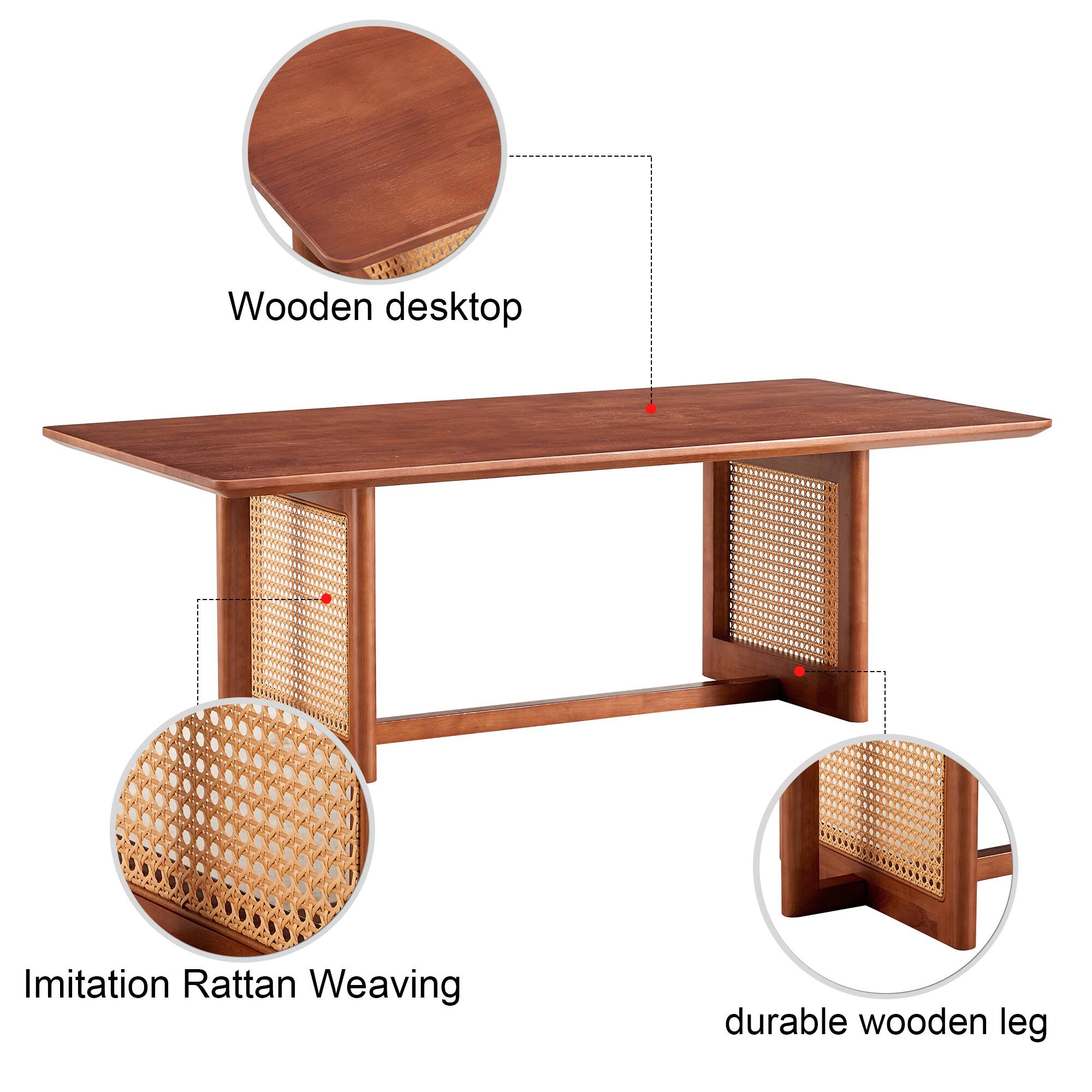 - Wooden desktop
- Imitation Rattan Weaving
- durable wooden leg