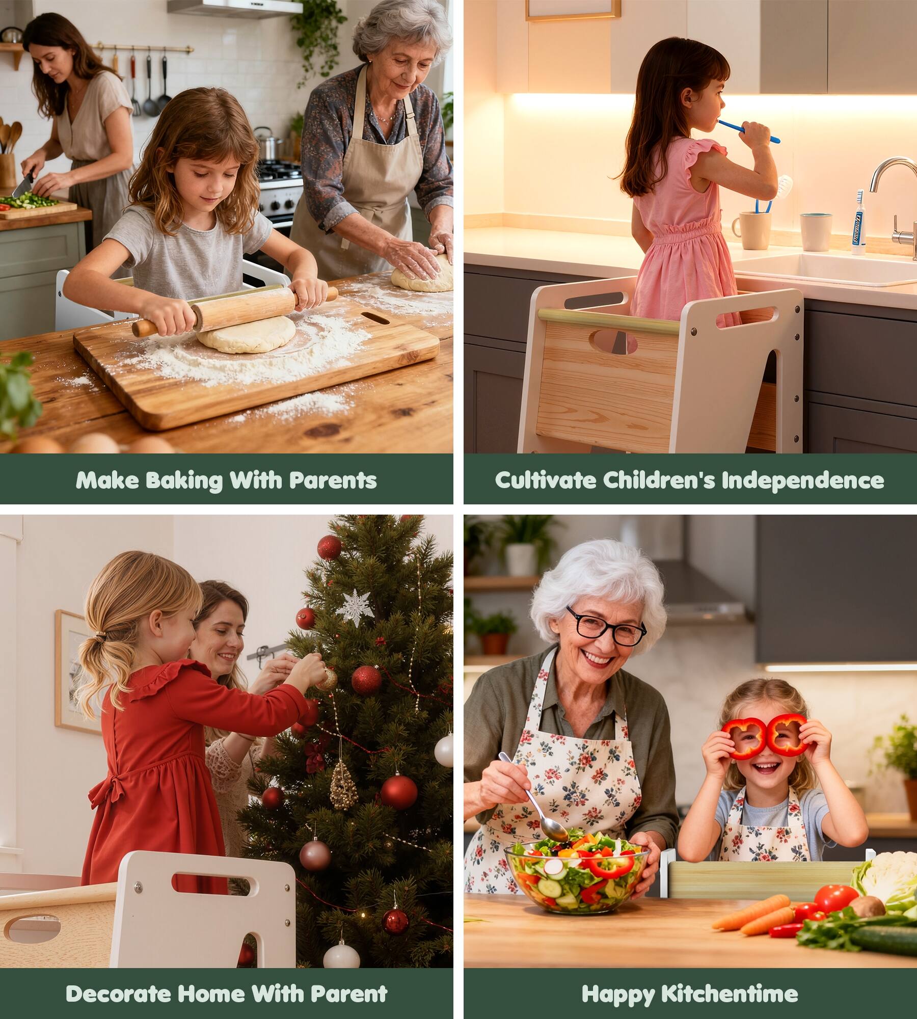 Make Baking With Parents  
Cultivate Children's Independence  
Decorate Home With Parent  
Happy Kitchentime