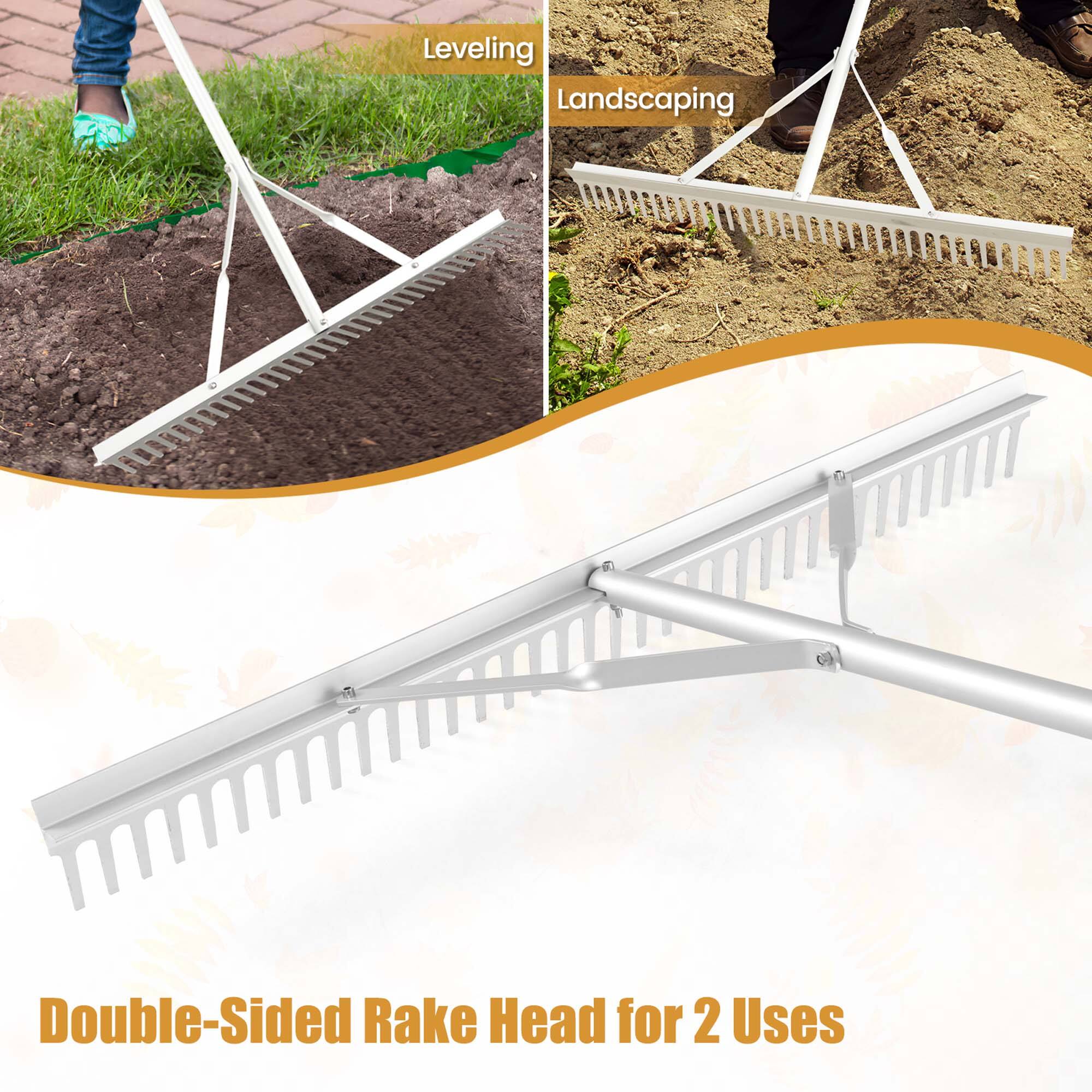 Leveling Landscaping Double-Sided Rake Head for 2 Uses