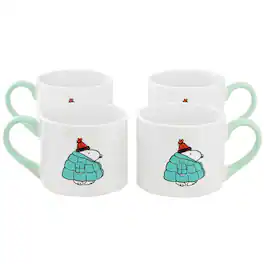 Peanuts - All Bundled Up 4 Piece 19 Ounce Stackable Stoneware Mug Set - Mint