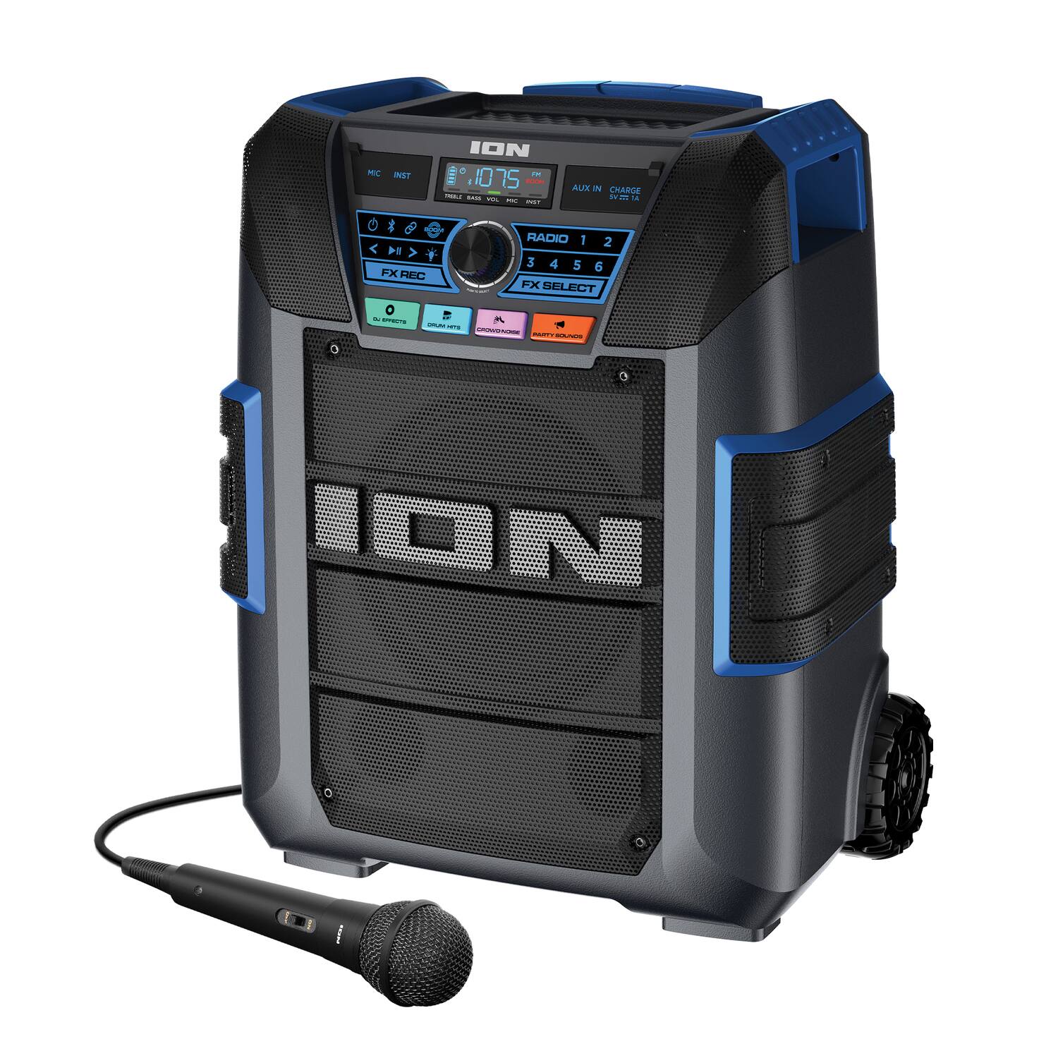 ION - 1075  
MIC INST  
FX REC  
RADIO 1 2 3 4 5 6  
FX SELECT  
AUX IN CHARGE  
DATA  
FX SELECT  
ION