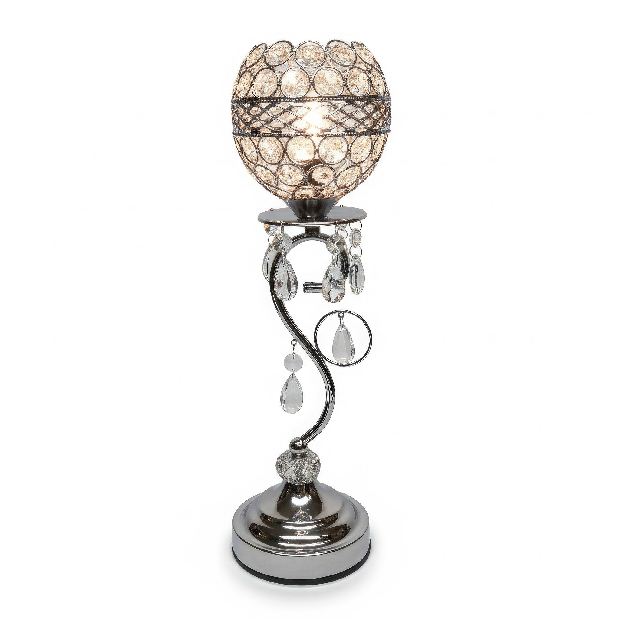 Angle. FC Design - 16.5"H Elegant Gold Scroll Base w/ Faux Crystal Globe Shade Touch Lamp 2.
