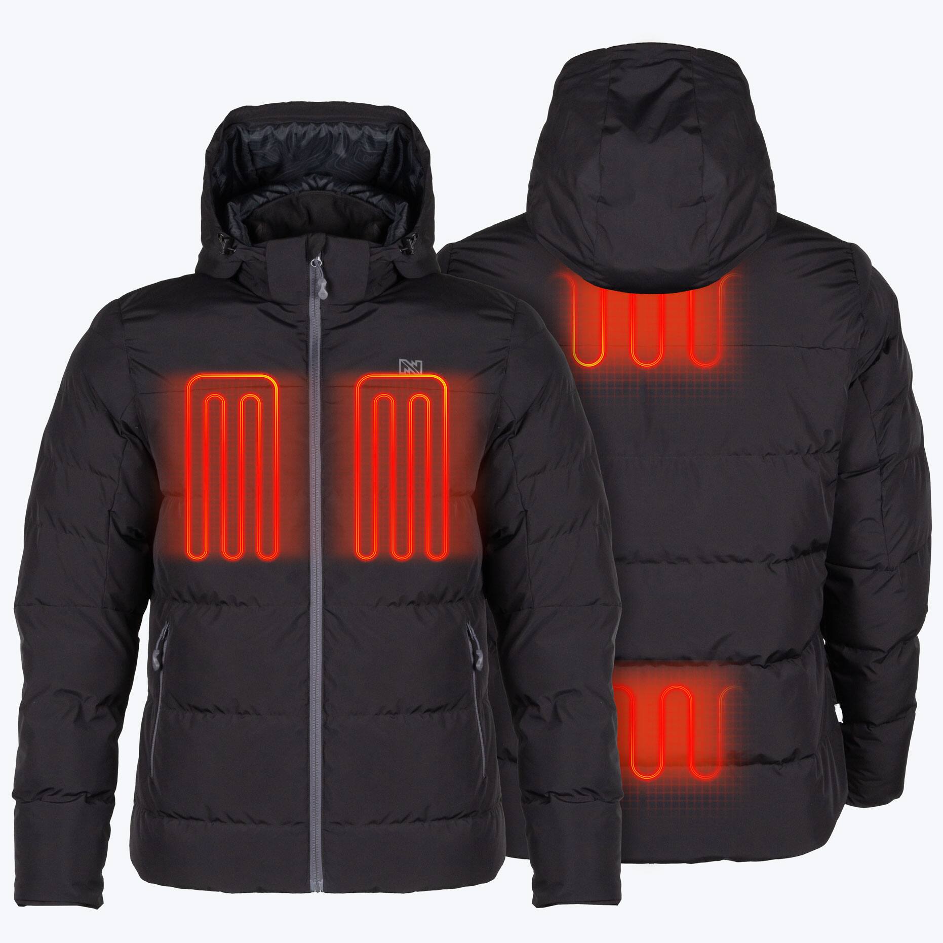Angle. Mobile Warming - App Controlled Men's Crest 2.0 Down Heated Jacket - Black.