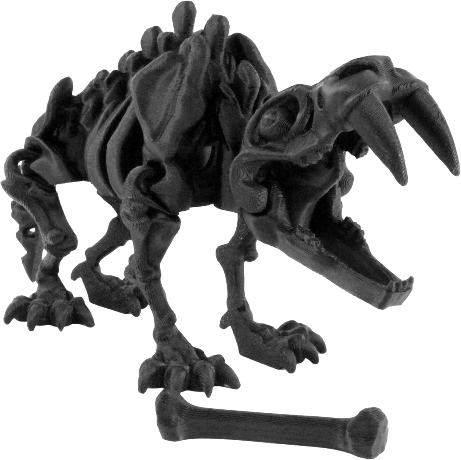 Back. JuzToys - 3D Printed Skeleton Sabertooth Tiger, Prehistoric Collectible Articulating Dinosaur Figurine for Desk Black by PowerTRC - Black.