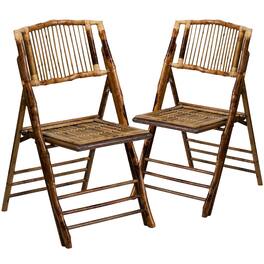 Flash Furniture - Folding Chairs | Set of 2 Wood Folding Chairs - Bamboo