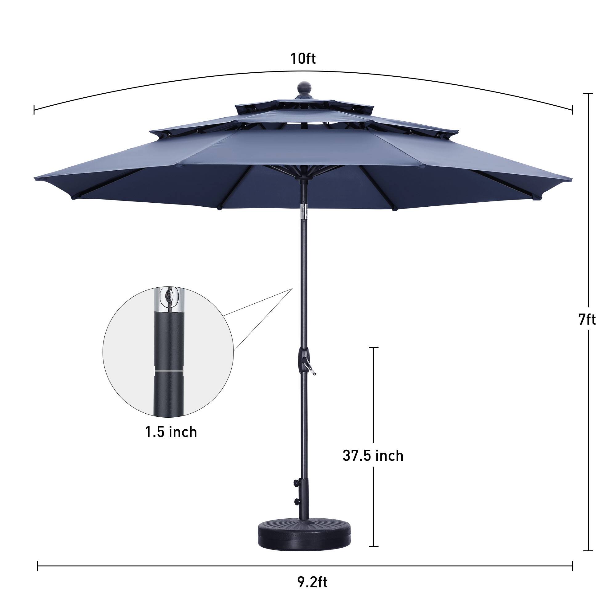 10ft, 7ft, 1.5 inch, 37.5 inch, 9.2ft