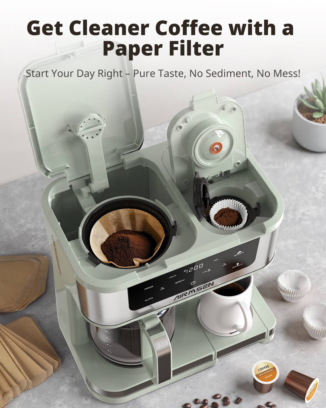 Get Cleaner Coffee with a Paper Filter  
Start Your Day Right - Pure Taste, No Sediment, No Mess!