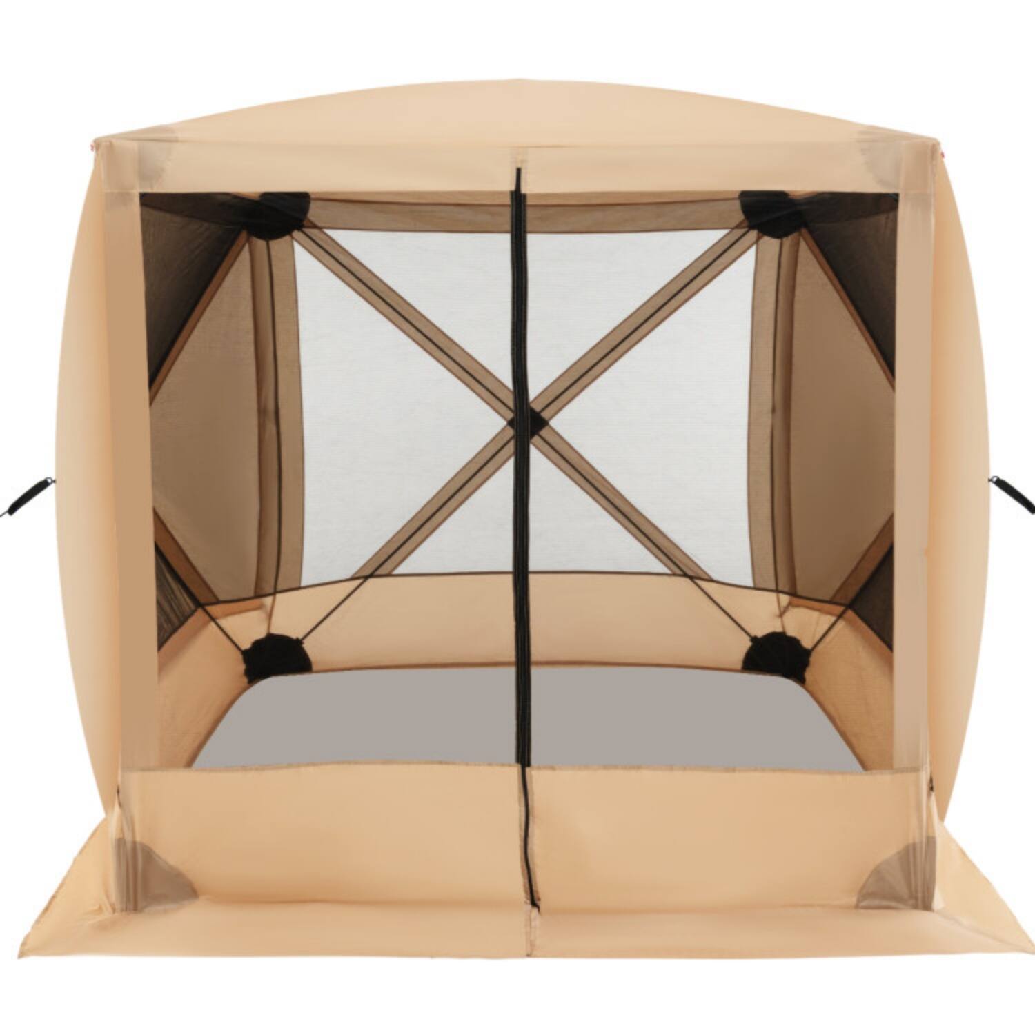 Alt View 5. Mondawe - 6.7x6.7 Ft Pop Up Gazebo w/ Netting & Carry Bag UV 50+ 4 Mesh Walls Portable Outdoor Shelter - Coffee.