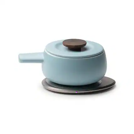 Front. OHOM - Fondi Self-heating Fondue Set - Moonmist Blue - Soft Blue.