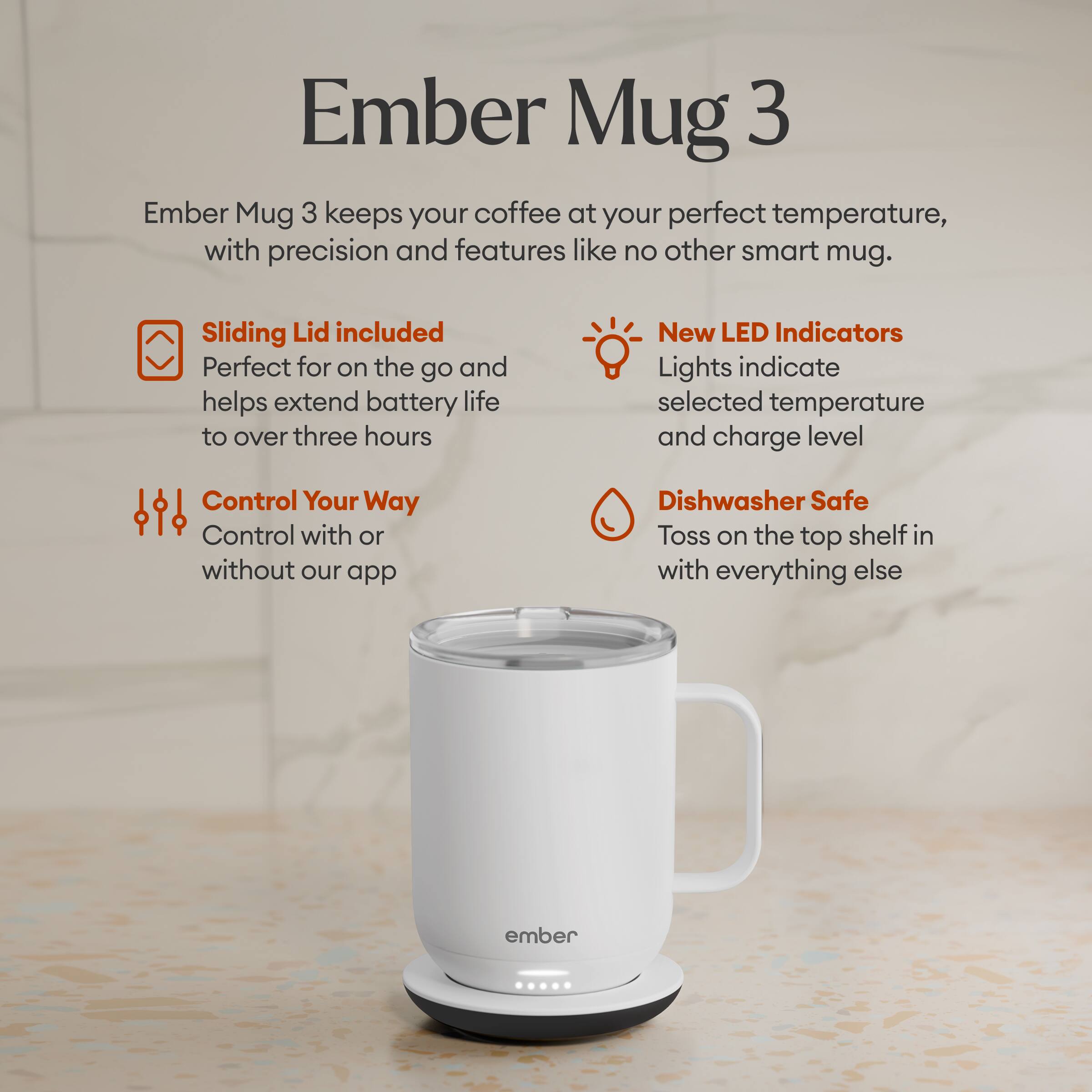 Ember Mug 3 Smart Heated Coffee Mug Temperature Control, 10 oz