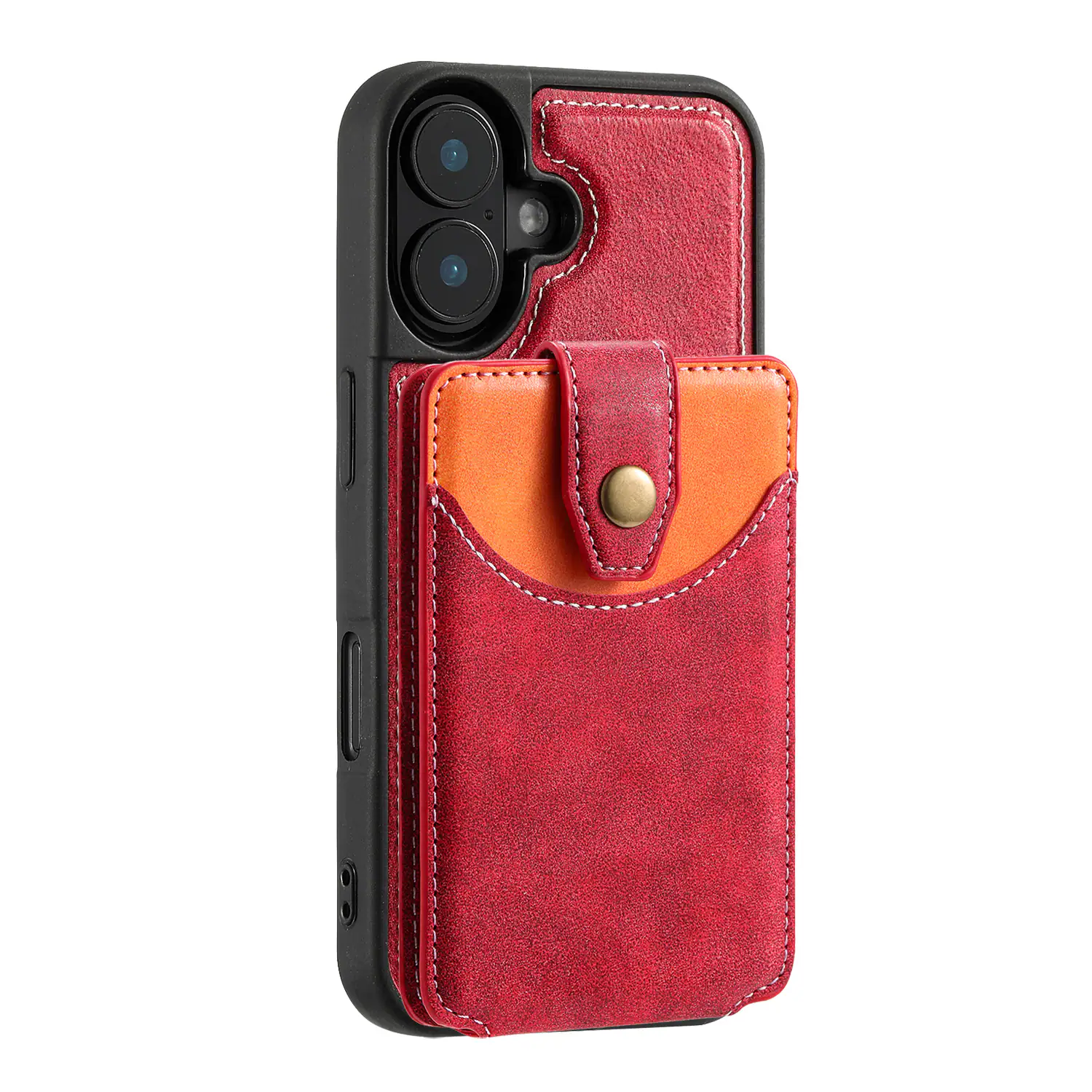 Alt View 2. Dteck - For Apple iPhone 17 Pro Max Case,2-in-1 Magnetic Detachable PU Leather Wallet Flip Stand Card Holder TPU Inner Cover - Red.
