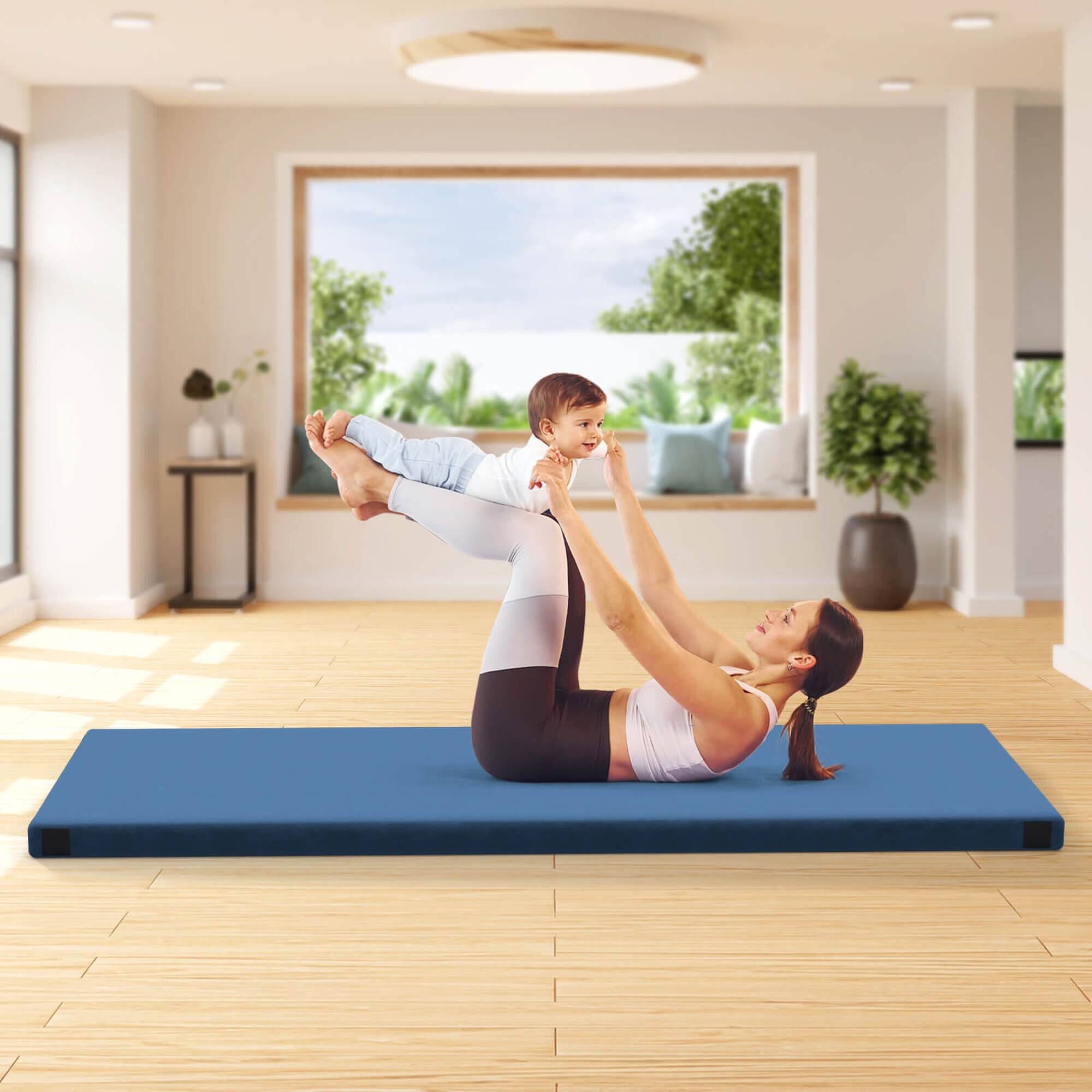 Alt View 4. Costway - Costway Memory Foam Camping Mattress with Anti-slip Bottom Travel Bag for Outdoor Sleeping Blue - Blue.