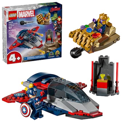 EE BUN : AVENGERS ! MARVEL LEGO IMARVEL 76319 America Captain VI. Thanos 107 pcs/pzs Bullding Te -e canatrue - Auguate pere Conodn d8 AR8ER T ! - | PONSTRUT I HAZARO AIMA - WARNING: CHOKNG under J yeurs CaPrTum 4+ A N for chilcren Simal parts A