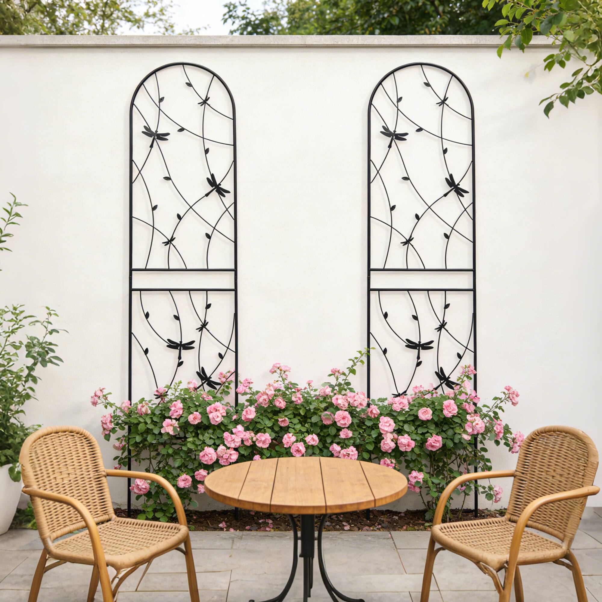 Angle. Loheer - 2 Pack 7.2 ft x 1.6 ft Metal Garden Trellis for Climbing Plants.