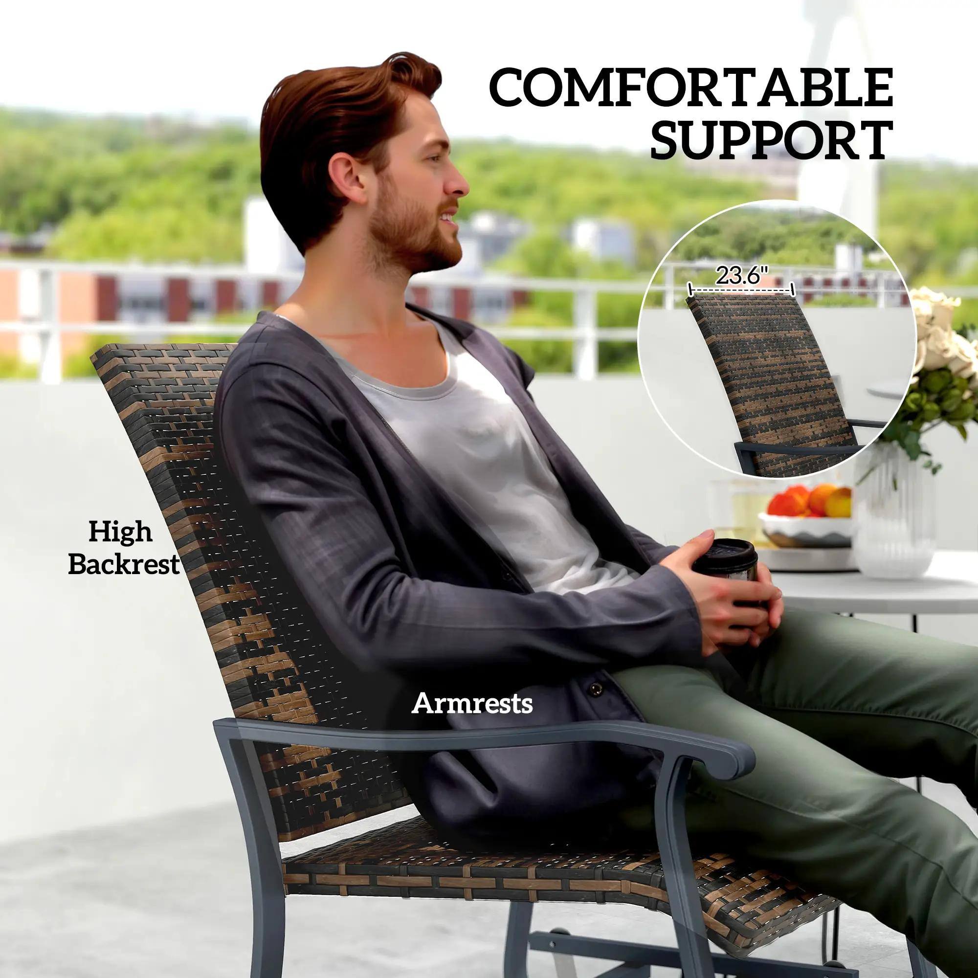 COMFORTABLE SUPPORT  
23.6" High Backrest  
Armrests