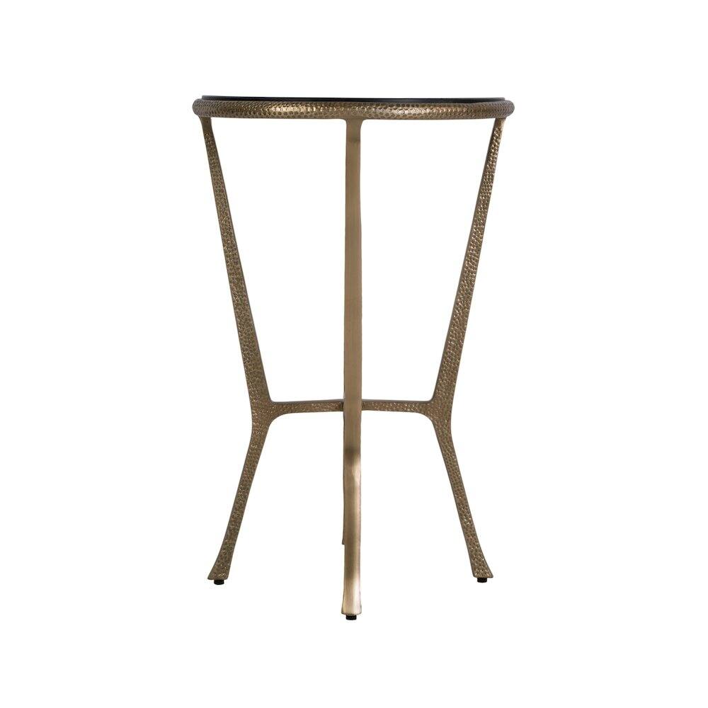 Left. Butler Specialty - Ivy 15.5 in. W Round Metal & Granite Side Table - Black,Antique Gold.