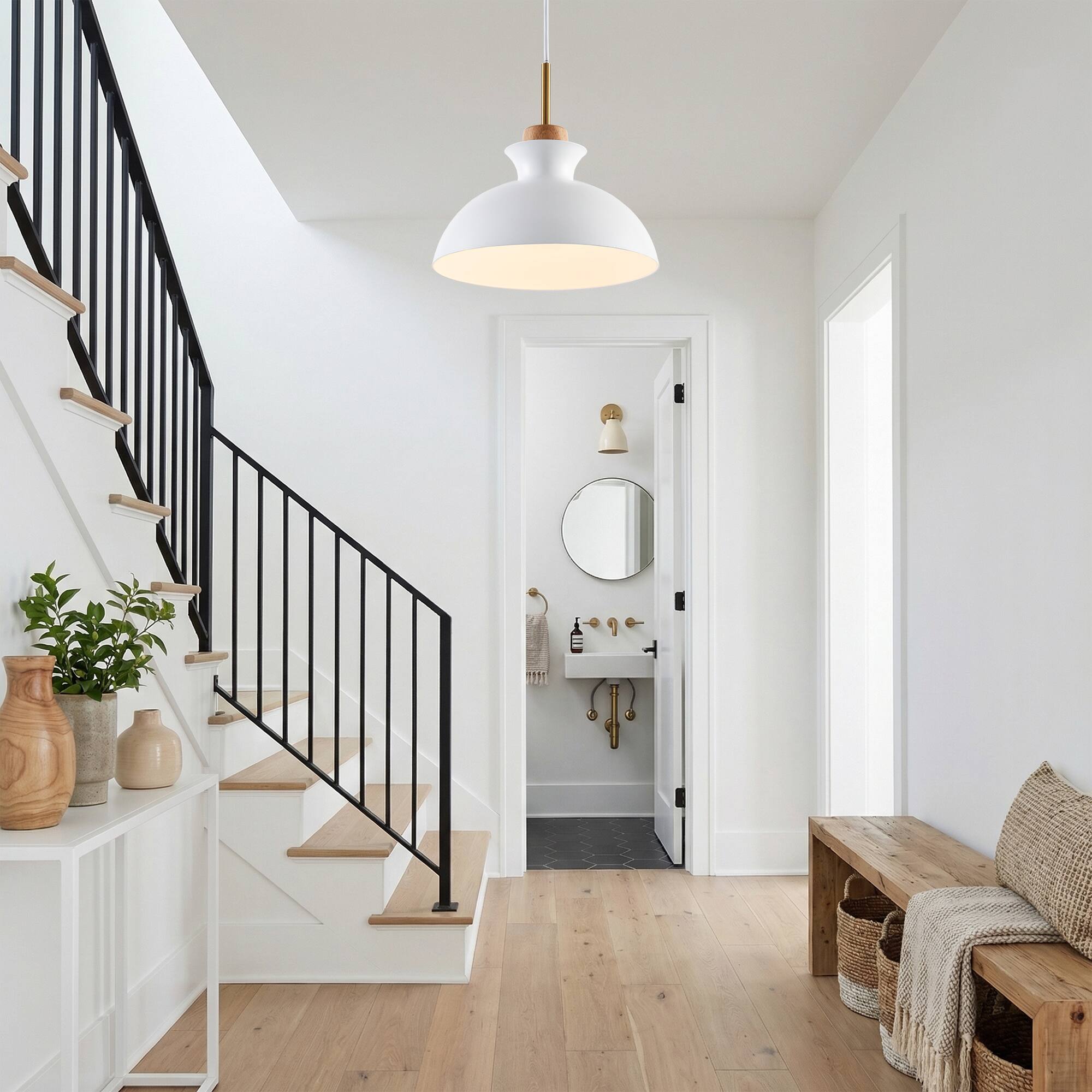 Back. Parrot Uncle - 1-Light Modern White Hanging Pendant Light for kitchen - White.