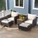 Alt View 3. Costway - 5 PCS Patio Furniture Set with Storage Table Ottomans Soft Pillows & Cushions - Black,White.