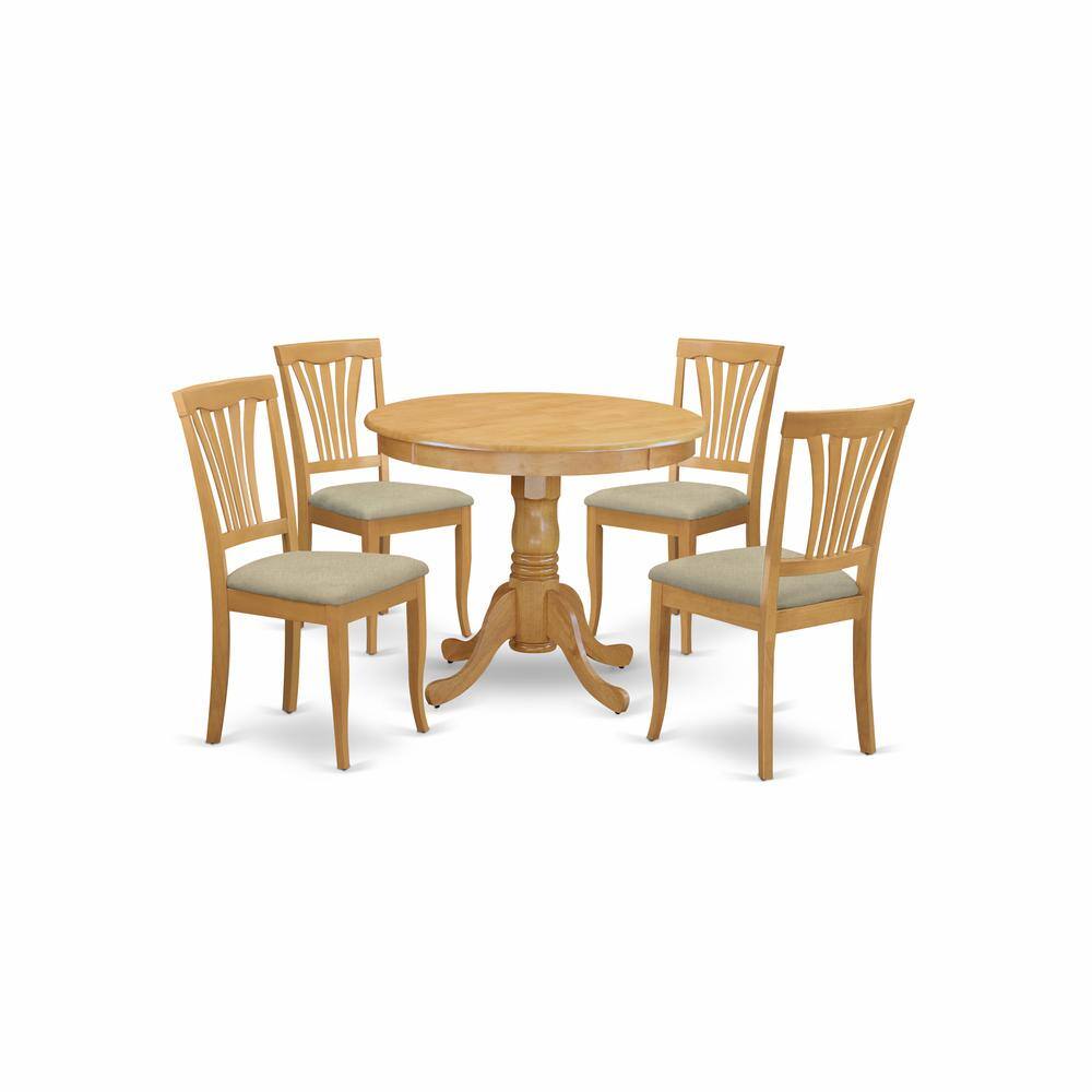 Back. East West Furniture - ANAV5-OAK-C 5 Pc Dinette Table set - Kitchen dinette Table and 4 Kitchen Chairs - Oak.