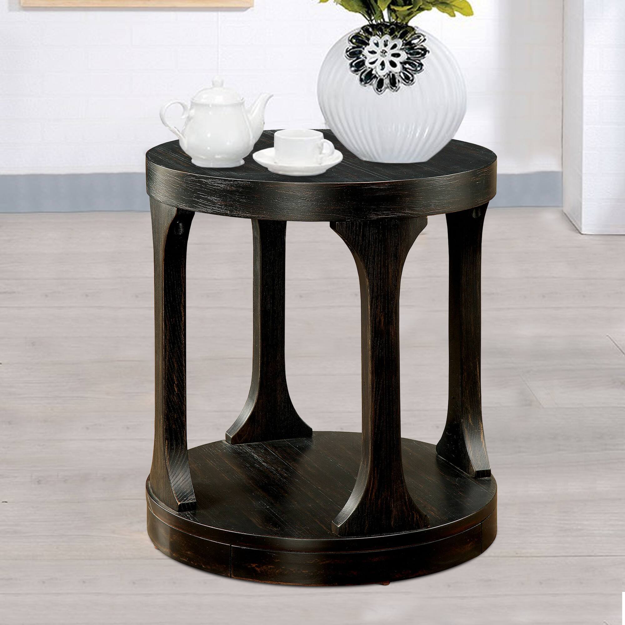 Alt View 5. Manhattan Lane - Carrie Transitional End Table, Antique Black - Antique Black.