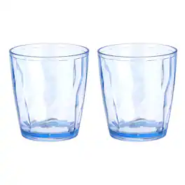 Unique Bargains - 2pcs Plastic Drinking Glasses, 10.48oz Unbreakable Reusable Stackable Water Tumblers for Home Office - Blue