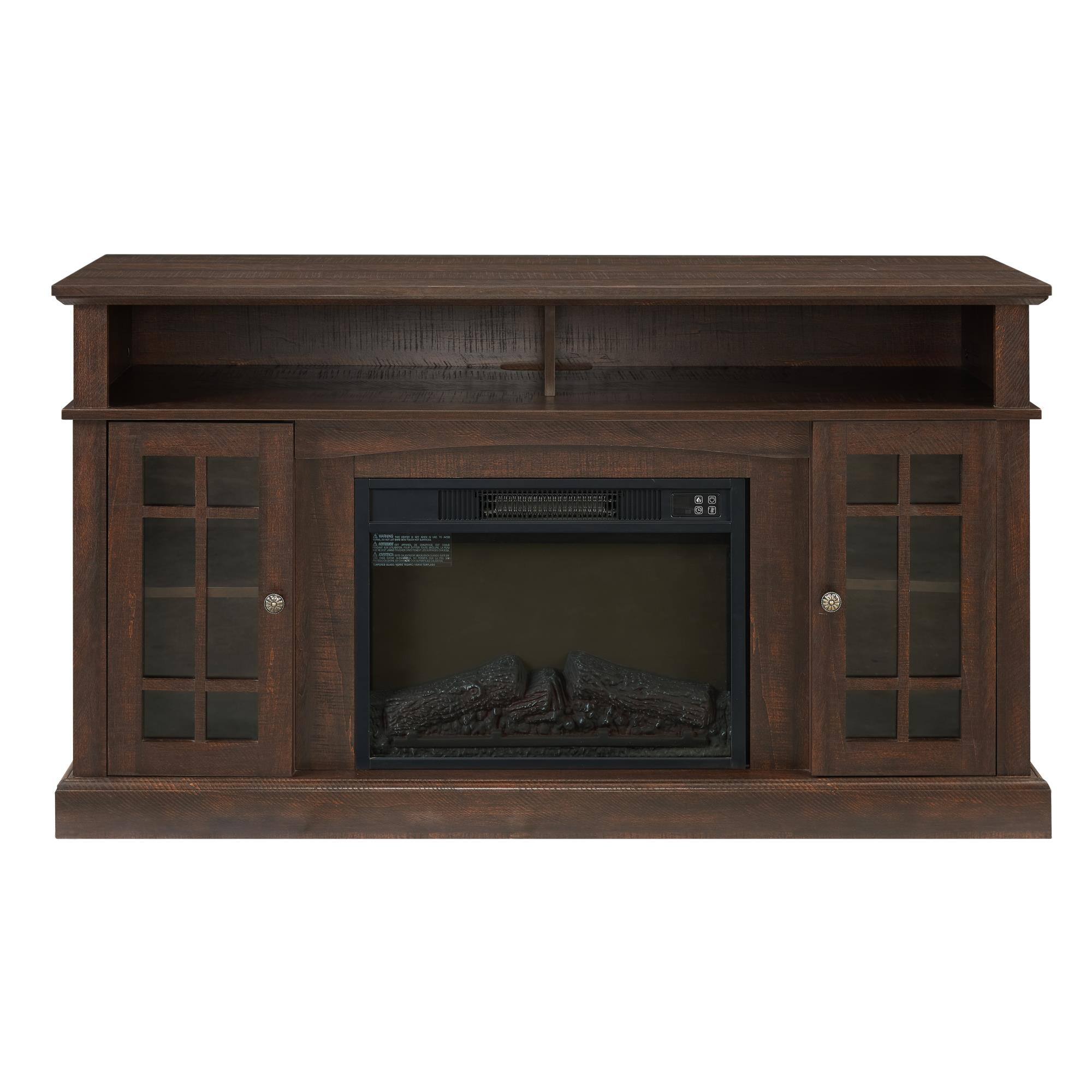 Front. Boyel Living - Classic TV Media Stand Modern Entertainment Console with 23" Fireplace Insert for TV Up to 65" - Espresso.