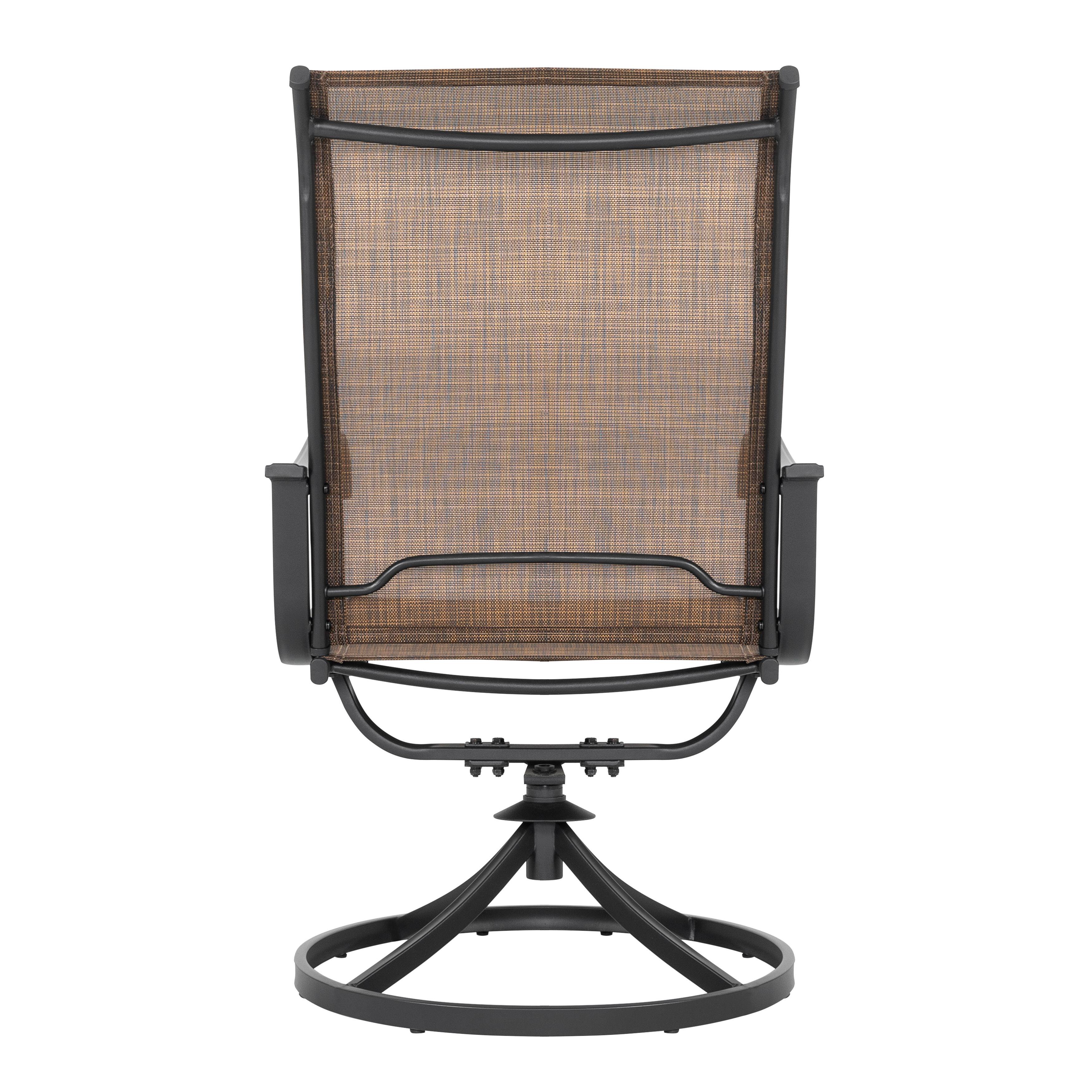 Alt View 8. Nuu Garden - Patio 2-Piece Textilene Dining Chairs, Smooth 360-Degree Swivel, Metal Frame - Brown and Black.
