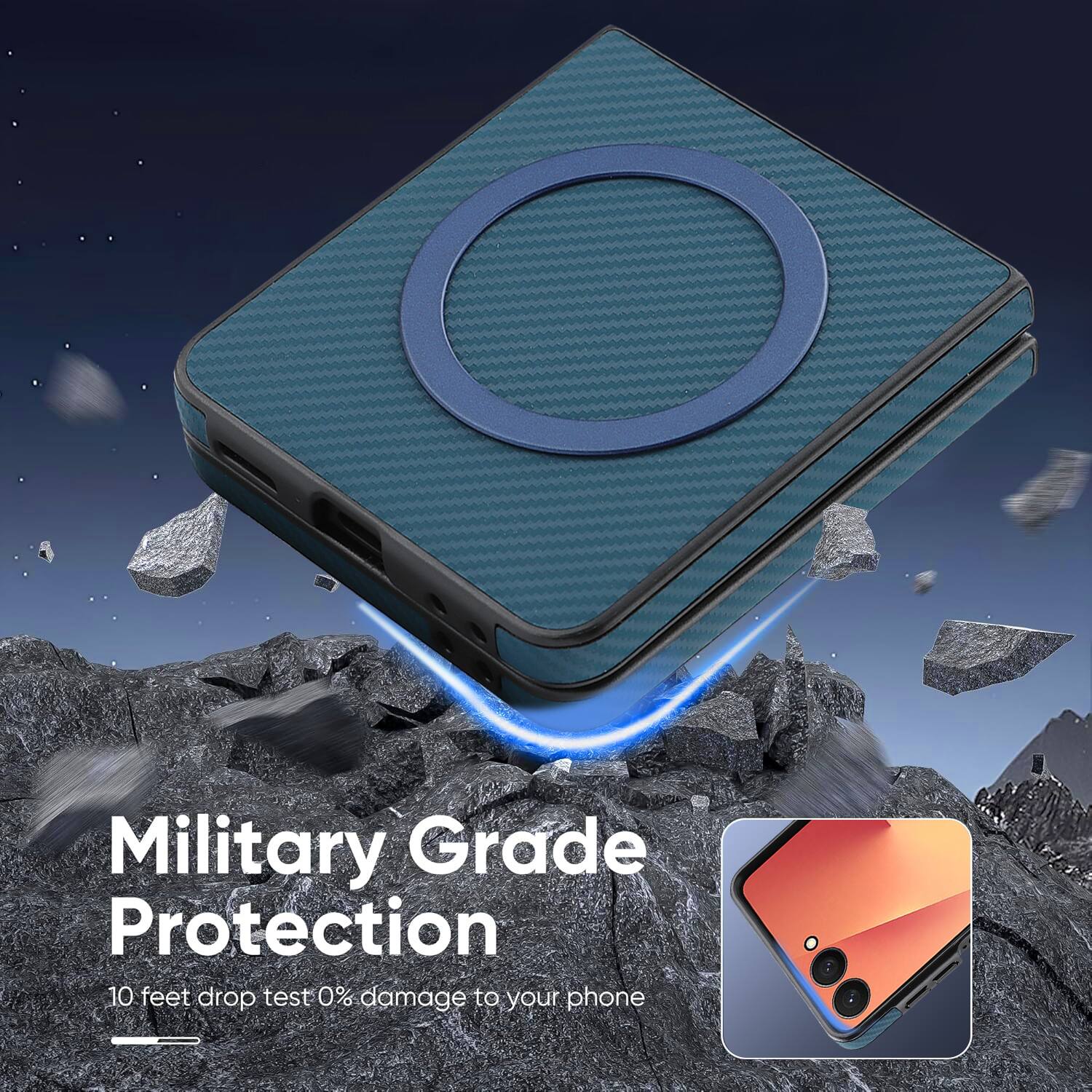 Military Grade Protection  
10 feet drop test 0% damage to your phone