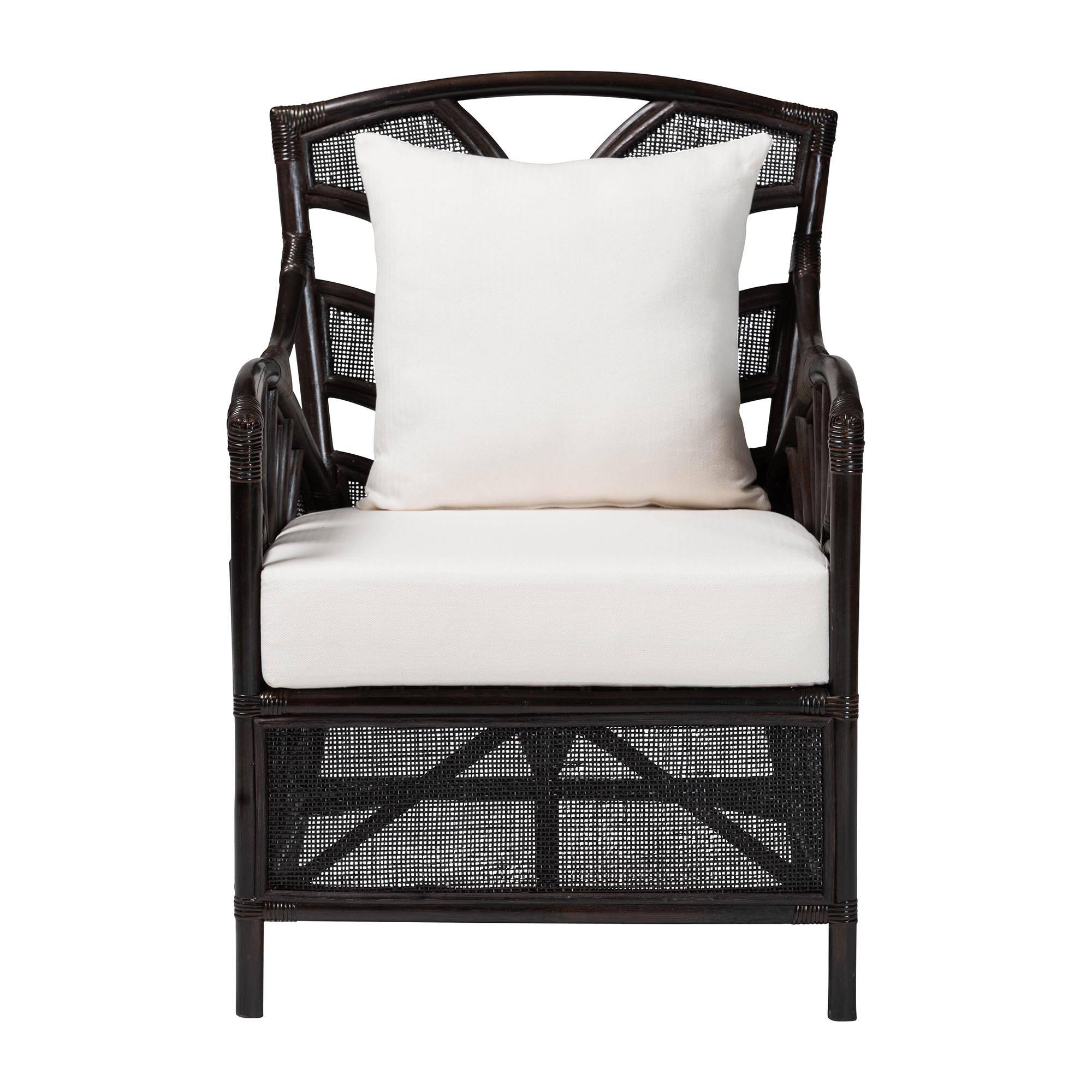 Angle. bali & pari - Paden Natural Rattan Armchair - Handwoven Wicker Accent Chair with Banana Leaf Frame for Living Room or Sun Room - Espresso.