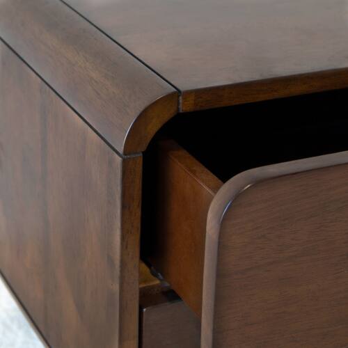 Alt View 4. LUCKY ONE - Assembled Mid Century Nightstand with Solid Wood Tapered Legs - Brown.