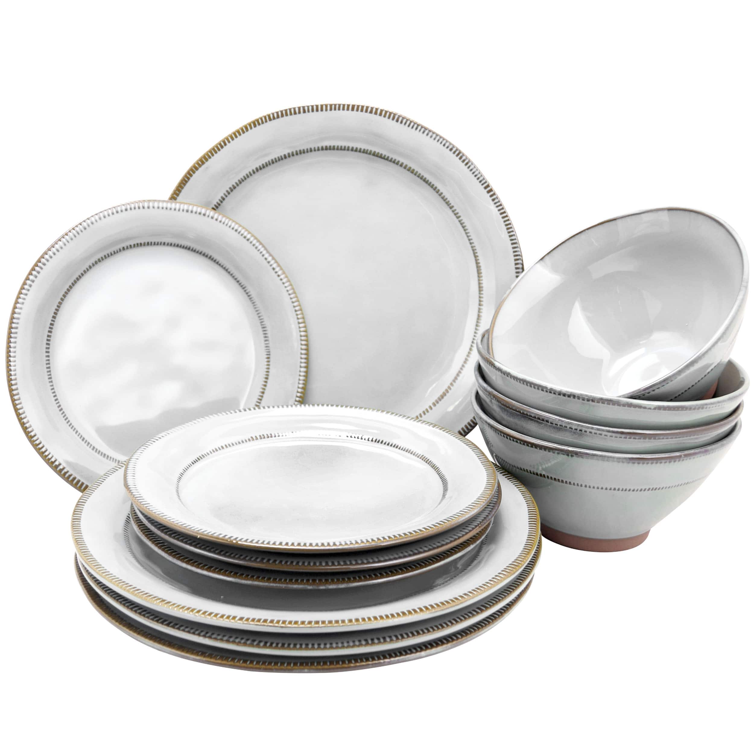 Gibson - Elite Terranea 12 Piece Stoneware Dinnerware Set, Service for 4 - White price history on PriceWatchPro