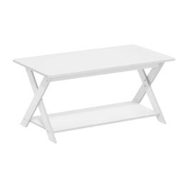 FurniFact - Modern Simplistic Coffee Table with Criss-Crossed Base - White